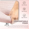 thumbnail image 5 of CRXX Fabric Padded Desk Chair No Wheels, Armless Wide Swivel Home Office Desk Chair,120° Rocking Mid Back Ergonomic Computer Task Vanity Chair for Office, Home, Make Up,Small Space (Pink), 5 of 9