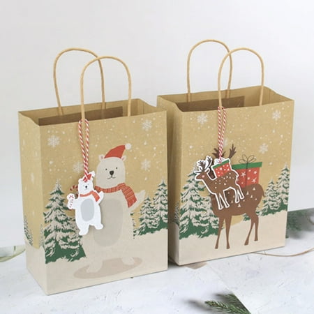 Download Zeus 24pcs Christmas Gift Bags Santa Sacks Kraft Paper Bag With Handle Kids Party Favors Box Christmas Decorations For Home Walmart Canada PSD Mockup Templates