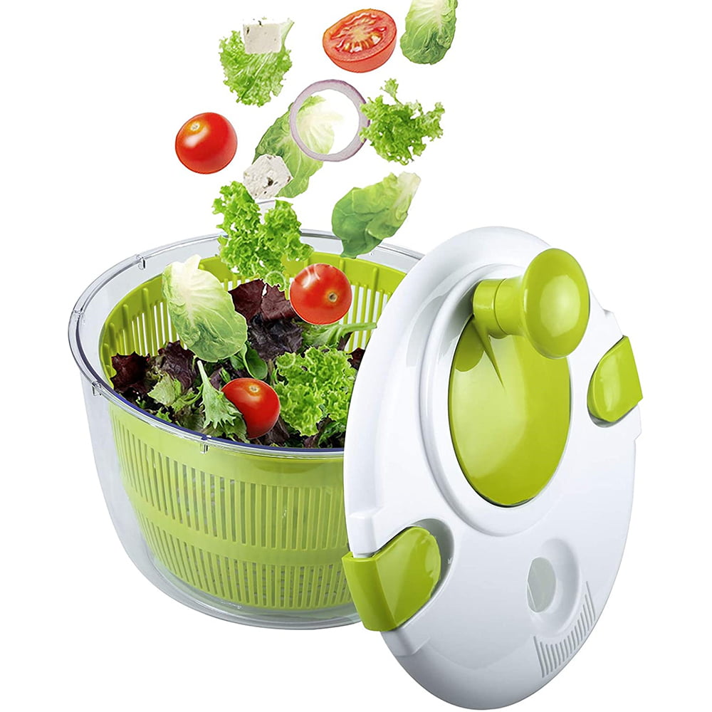 Salad Spinner Vegetable Washer Dryer Drainer Strainer with Bowl & Colander Fruits and Vegetables Dryer by KAUKKO 