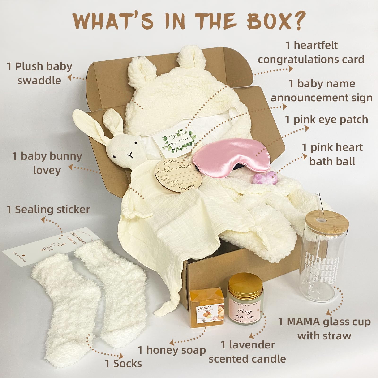 11-Piece New Mom Gifts & Baby Shower Gifts for Girls, New Mom Gift Basket After Birth, Pregnancy Gifts for First-Time Moms, Expecting Mom - New Mom Care Package After Baby(Blue Bunny)