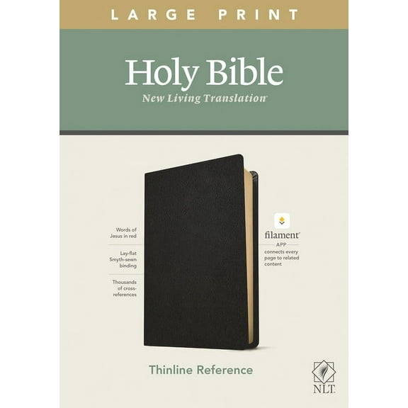 NLT Large Print Thinline Reference Bible, Filament Enabled Edition (Red Letter, Genuine Leather, Black), (Hardcover)