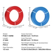 SKYSHALO 1/2” 2x100ft Blue & Red PEX-A Tubing/Pipe for Potable Water with Cutter