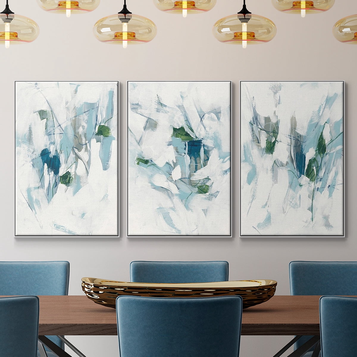 Ice Cavern I - Framed Premium Gallery Wrapped Canvas L Frame 3 Piece Set - Ready to Hang