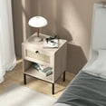 thumbnail image 5 of Gymax Rattan Nightstand Boho End Table with Drawer & Open Shelf for Living Room Oak, 5 of 10