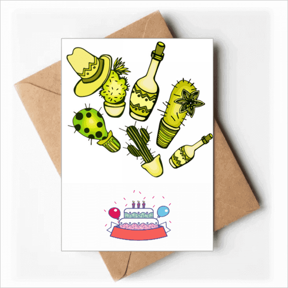 Sombrero Mexico Desert Cactus Mexican Happy Birthday Greeting Cards Envelopes Blank