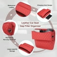 thumbnail image 3 of Uxcell 2pcs Car Seat Gap Filler Organizer 11.5 x 8 x 2.1 Inch Leather Universal Car Organizer Storage Box Between Seat and Console for Phone Sunglasses Keys, Red, 3 of 6