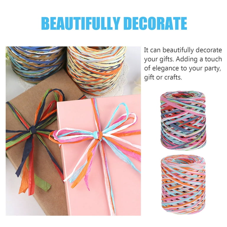 2 Rolls Raffia Paper Ribbon Exquisite DIY Packing Rope Gift