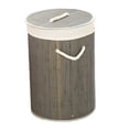 thumbnail image 2 of Cesta de lavandería plegable de bambú, cesta de comestibles, gran capacidad, cubo para guardar ropa sucia para el hogar, 1.0, gris, redonda, 2 of 13