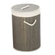 thumbnail image 2 of Cesta plegable para la colada, cesta para la compra, Cubo de almacenamiento de ropa sucia de gran capacidad de bambú para el hogar, 1,0 gris redondo, 2 of 10