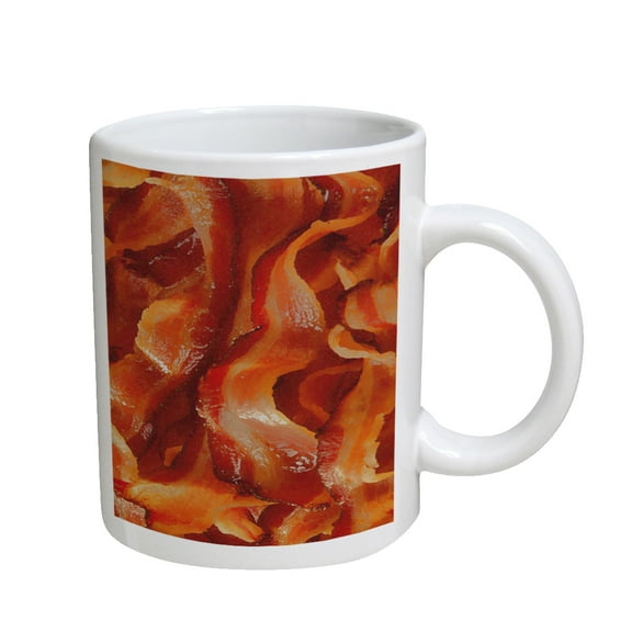 KuzmarK Coffee Cup Mug 11 Ounce - Bacon Strips