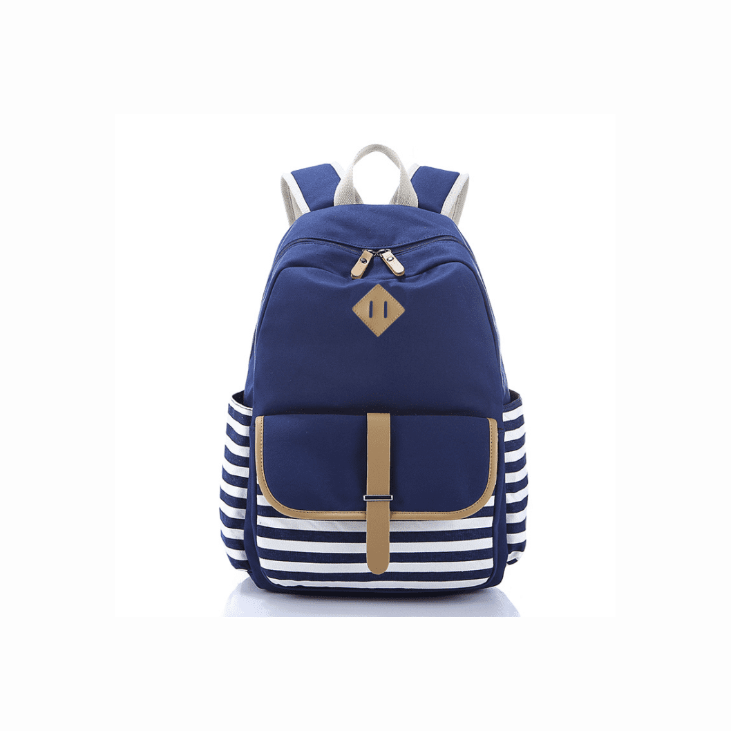 Canvas Stripe Backpack Cute Teen 