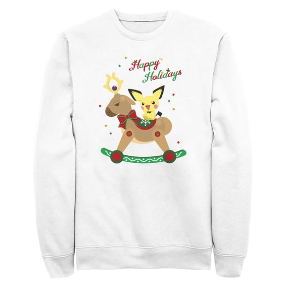 Men's Pokemon Christmas Pichu Rocker Sweatshirt White Large