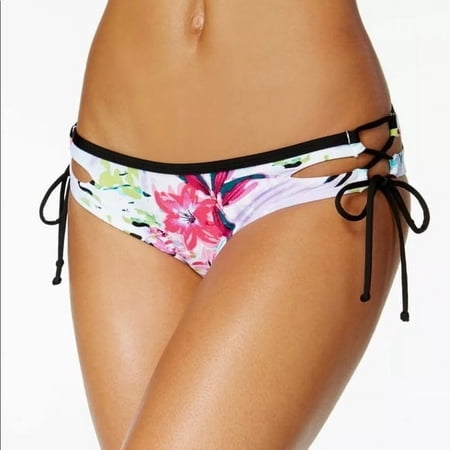 Bar III MULTI Tropical Lace up Hipster Bikini Swim Bottom  US Small