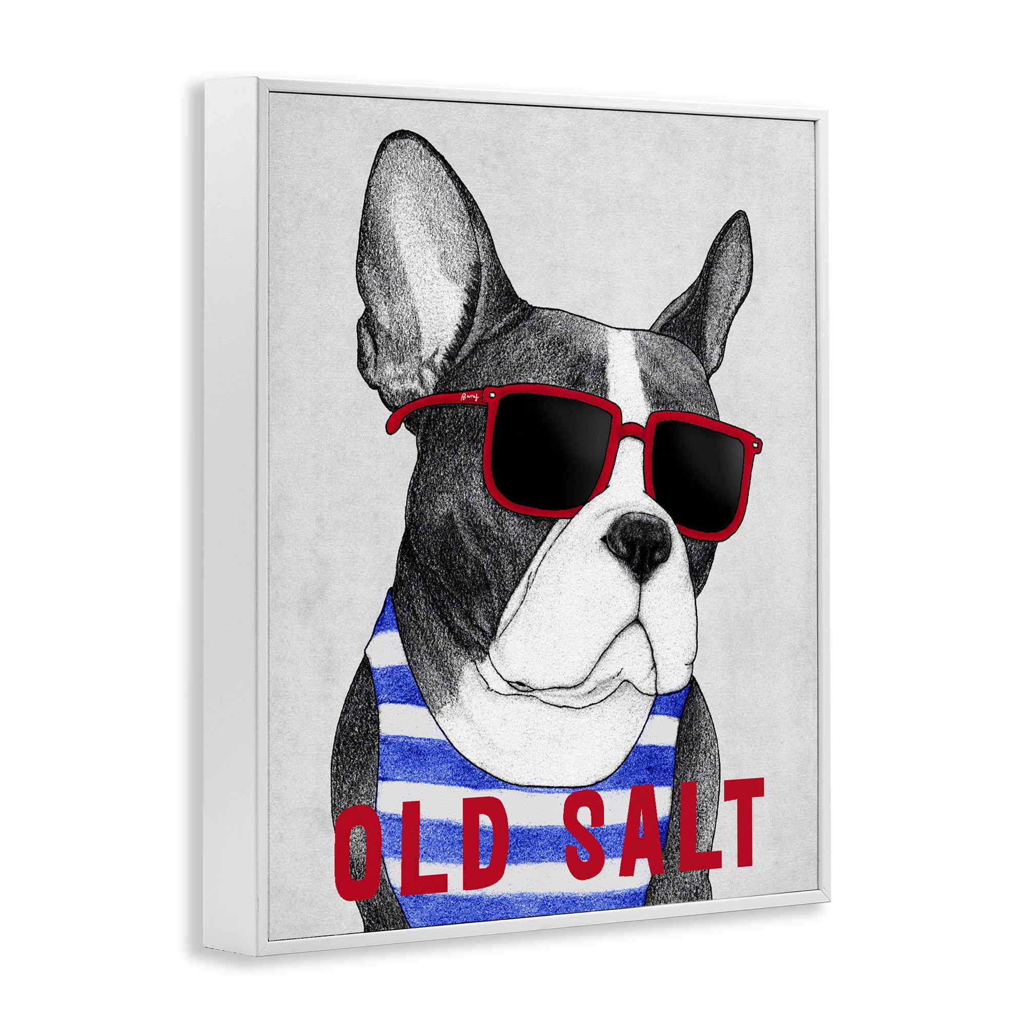 Stupell Industries Old Salt Summer Frenchie White Framed Giclee Art, design by Barruff