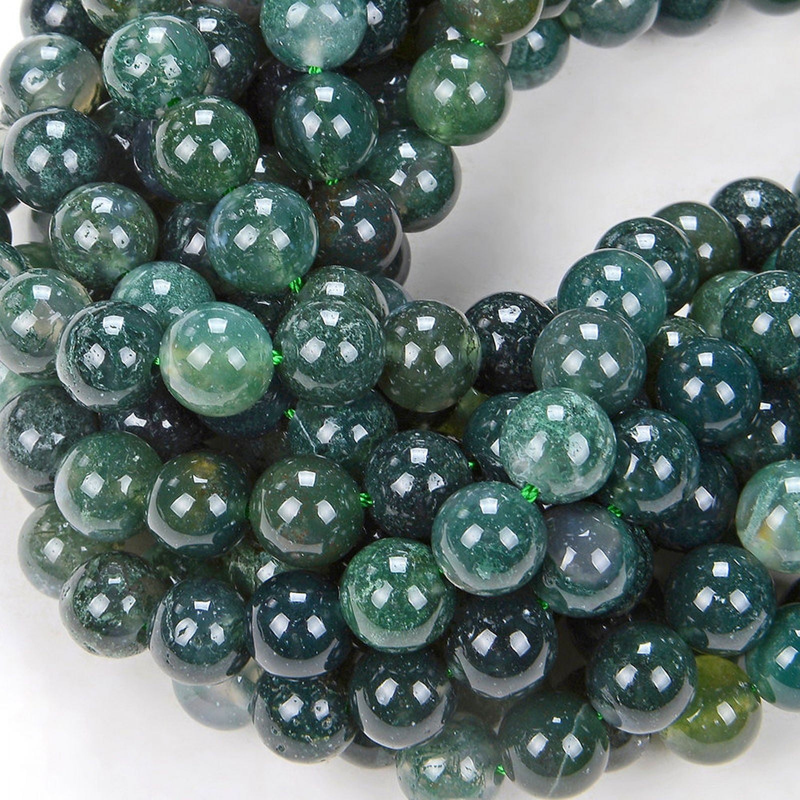8mm Green Moss Agate Gemstone Green Round Loose Beads 15.5 inch Full Strand