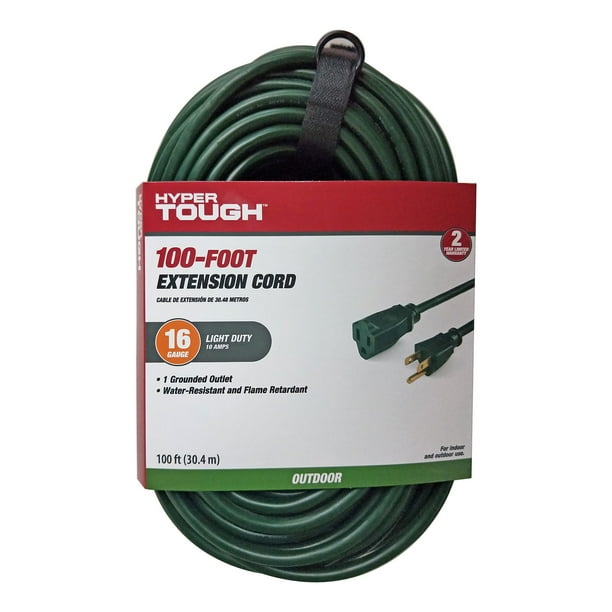 Hyper Tough 100ft 16 3 Extension Cord Green For Outdoor Use Walmart Com Walmart Com