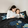 thumbnail image 4 of jejeloiu Letter A Monogrammed 7-Piece Twin Bedding Sets,Cartoon Astronaut Bedding Comforter Set,Galaxy Planet Sheet Sets For Boys,Microfiber Room Decorative Reversible, 4 of 8