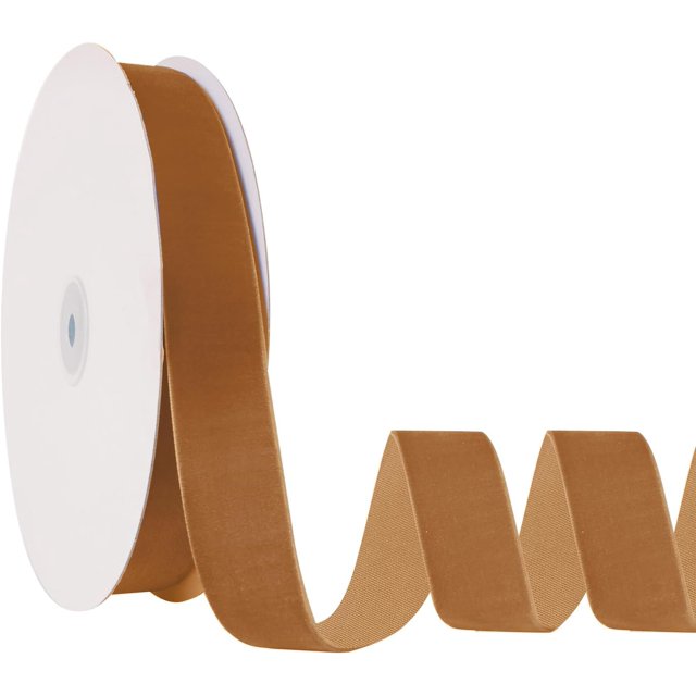 Cinta de terciopelo caqui de 1 pulgada x 20 yardas para decoración de corona de árbol de Navidad, adornos artesanales hechos a mano, envoltura de regalos y fabricación de lazos