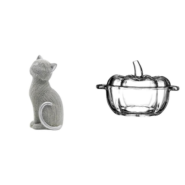 Figura De Gato De Resina Con Forma De Calabaza, Plato De Dulces De Cristal, Escultura Decorativa De Animal, Tarro De Galletas Coleccionable Con Tapa Para Sala De Estar, Dormitorio, Entrada,