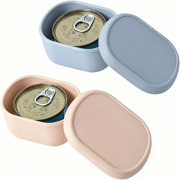 BPPEG Canned Cat Food Storage Container for 3Oz Cat Cans,2Pack Silicone Airtight Can Cover Pet Food Sealer Reusable Sealing Box for 2.56''/65Mm Can Keep Food Fresh