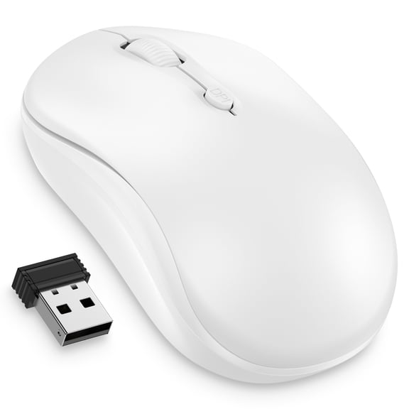 Wireless Mouse,1Pack 2.4GHz Wireless Computer Mouse with USB Receiver Wireless USB Dongle,4 Buttons,Portable Cordless USB Mice for Laptop,PC,Computer,HP, Windows,Chromebook,Notebook,Mac,Desktop,White
