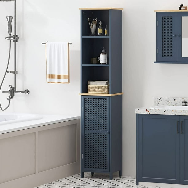 Soges 60 inch Tall Bathroom Storage Tall Narrow Wooden