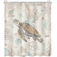 thumbnail image 5 of Sea Turtle Shower Curtain 72Wx72H Inch Nautical Coastal Starfish Seashell Coral Vintage Retro Ocean Undersea Sealife Beach with 12 Plastic Hooks Fabric Waterproof Toilet Accessories Decor, 5 of 5