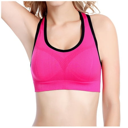 Clearance Sales! Zpanxa Bras for Women Seamless Stretch Sport Bra Padded Fitness Tank Tops Workout Gym Yoga Vest Womens Bras Sports Bra Hot Pink XXL