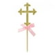 thumbnail image 3 of EeaseMX 24 piezas (2 paquetes) de adornos para tartas con forma de cruz y ángel, palillos brillantes para cupcakes, decoración para fiestas, bodas, cumpleaños, festivales (lazo rosa), 3 of 7