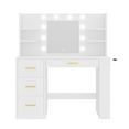 thumbnail image 4 of Uforic Makeup Vanity Desk with Mirror & 10 Lights, Vanity Desk with Power Outlet, 4 Drawers & 8 Storage Shelves - White, 4 of 10