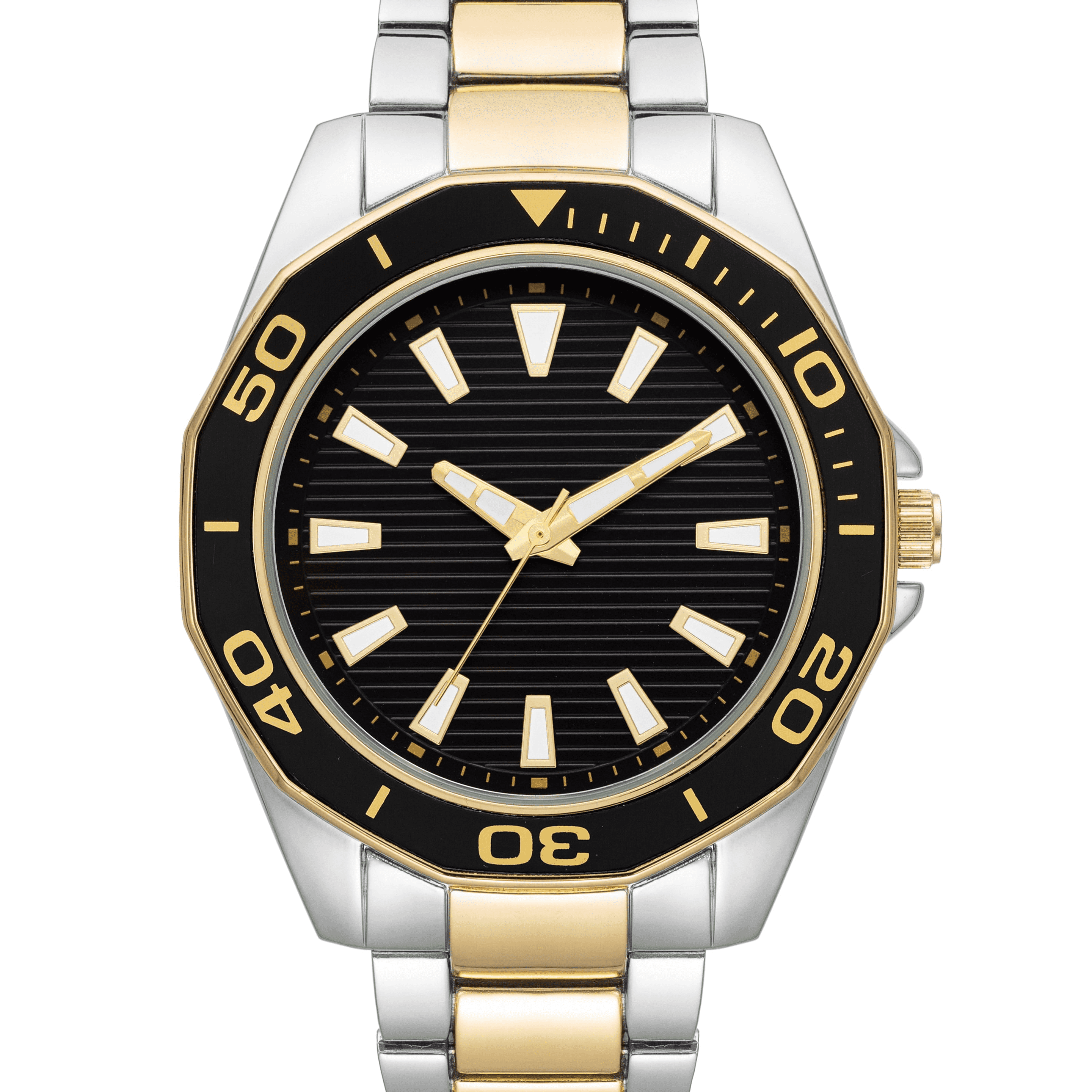 George Men's Black Strap Two Color Bezel Wristwatch