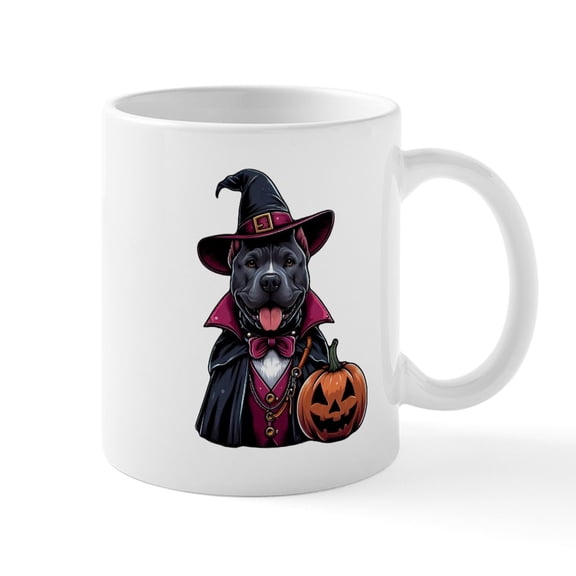 CafePress - Costumed Pitbull Halloween - 11 oz Ceramic Mug - Novelty Coffee Tea Cup
