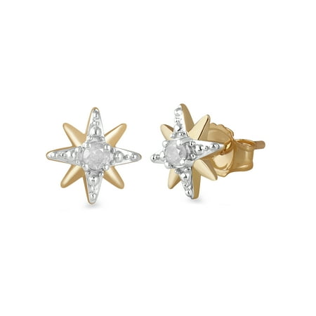 Brilliance Fine Jewelry 0.1 Carat Diamond Stud Earrings for Women in 10K Yellow Gold