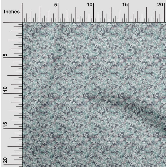 oneOone Polyester Spandex Grayish Blue Fabric Florals Sewing Material Print Fabric By The Yard 56 Inch Wide-K9Z