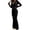 Black, variant on 2 Piece Women's Velvet Tracksuit Set, Fall Casual Long Sleeve Zip-Up Crop Hoodies & Flared Pants Workout Outfit, S-XXL
