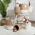 thumbnail image 7 of 2pc Hanging Cotton Rope Basket, Woven Baby Laundry Basket Blanket Basket Toy Basket with Leather Handle - 6.7” x 7.9”, 7 of 7