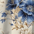 thumbnail image 4 of Designart "Delightful Cobalt Cameos" Floral Blackout Curtain Panels, 4 of 4