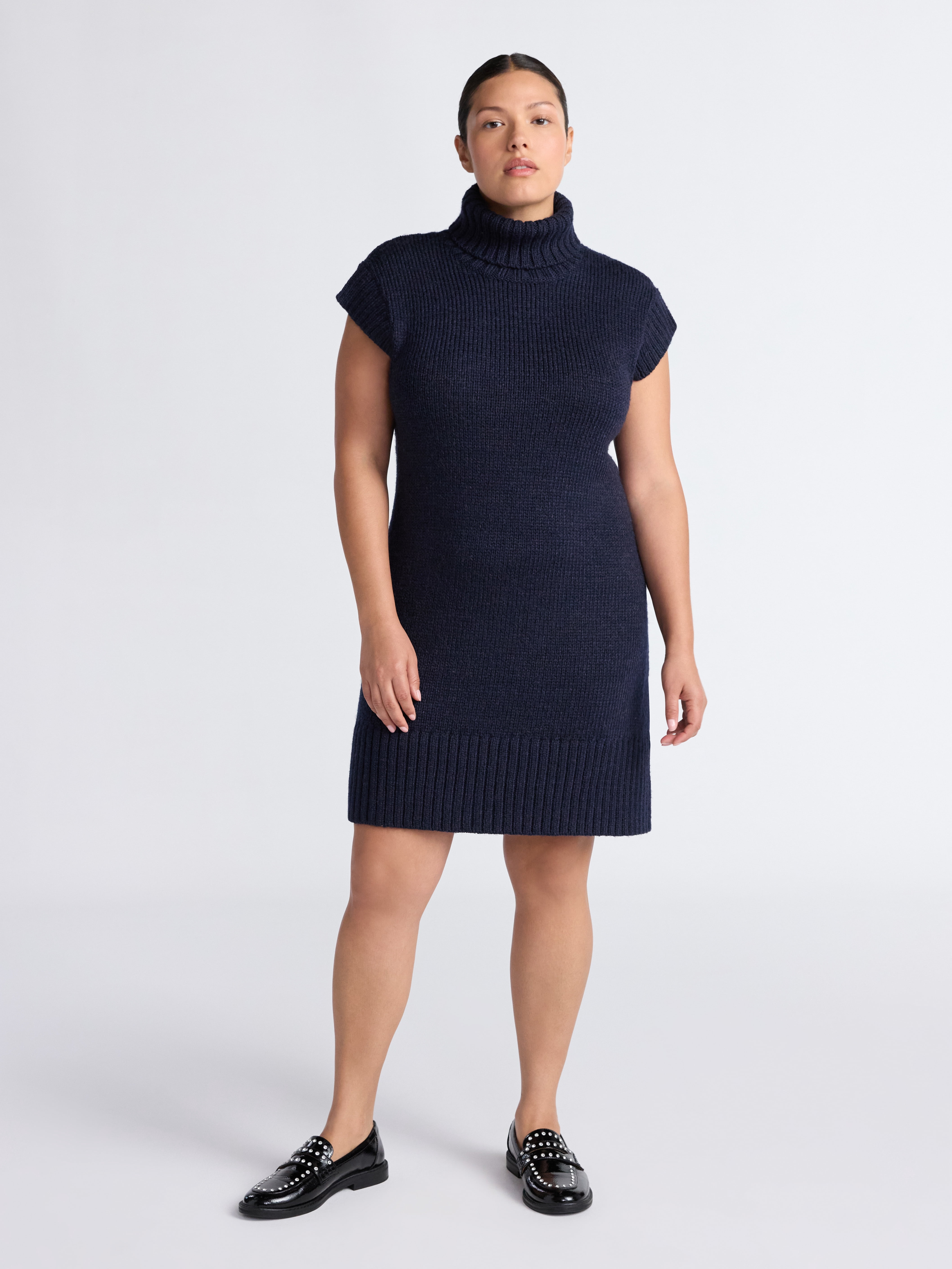 Free Assembly Women's Turtleneck Sweater Mini Dress, Sleeveless, Sizes XS-XXL