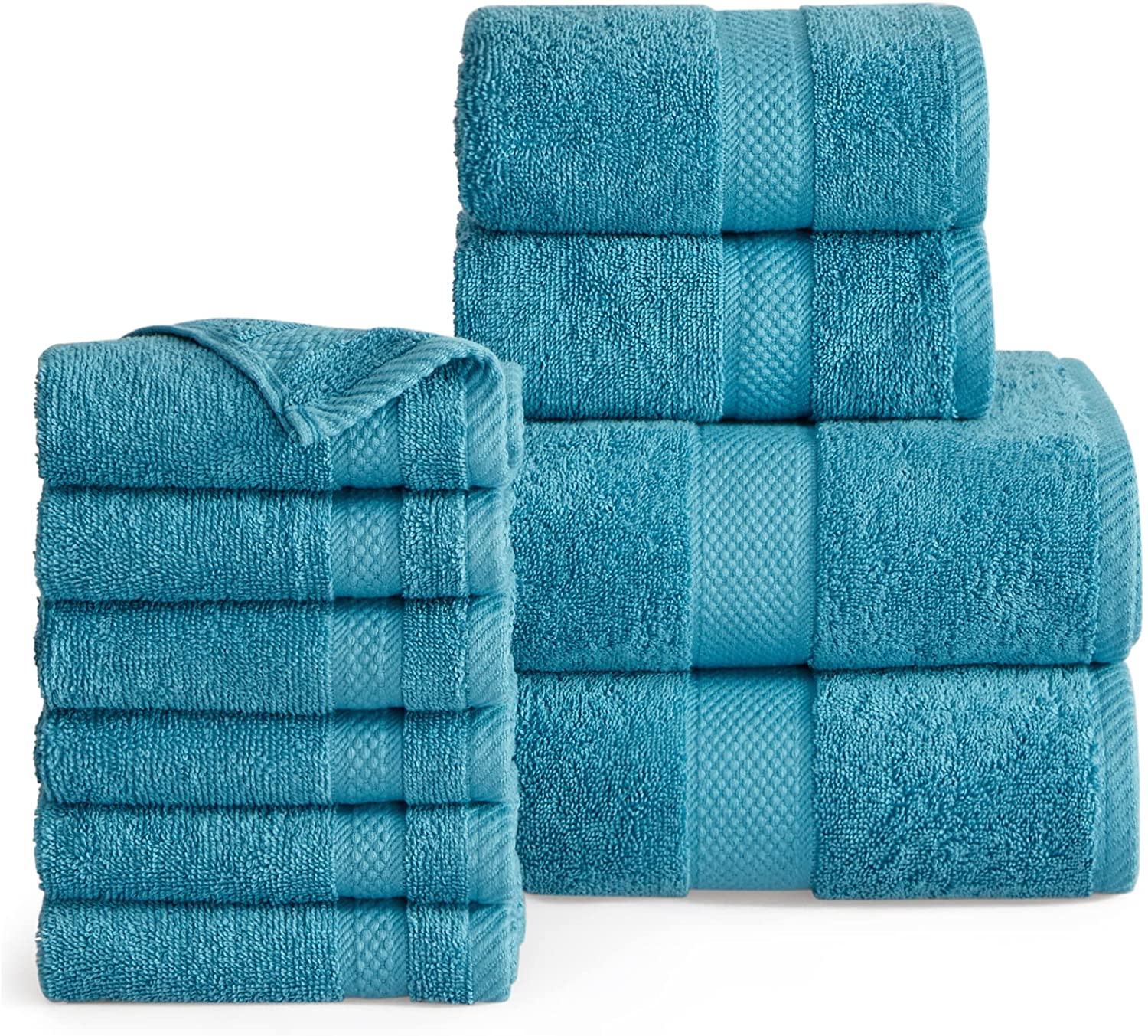 Bedsure Teal Bath Towels Set for Bathroom 2 Bath Towels, 2 Hand