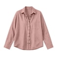 thumbnail image 4 of HBYJLZYG Women's Button-Up Shirt, Snap Front with Chest Pocket and Curved Hem, Relaxed Fit Cotton Linen for Daily, 4 of 7