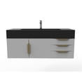 thumbnail image 2 of Nile 48" Gray Wood Floating Vanity with Black Top and Gold Trim, 2 of 8