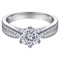 thumbnail image 1 of Anillo de Compromiso Plata de Ley Zirconia Cúbica Boda | Excelente corte, claridad y pulido exquisito. MFZFUKR CPB-wsh152-5, 1 of 5