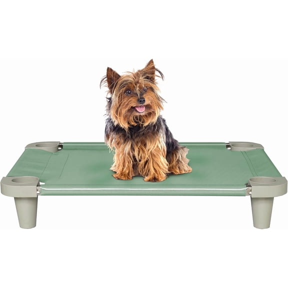 Acrimet Cooling Elevated Pet Dog Bed Cot for Small Dogs, Washable and Breathable Mesh Fabric, Stainless Steel Frame, Indoor & Outdoor Use, (Size: 26”x 20”) (Green Color) (1 Unit)