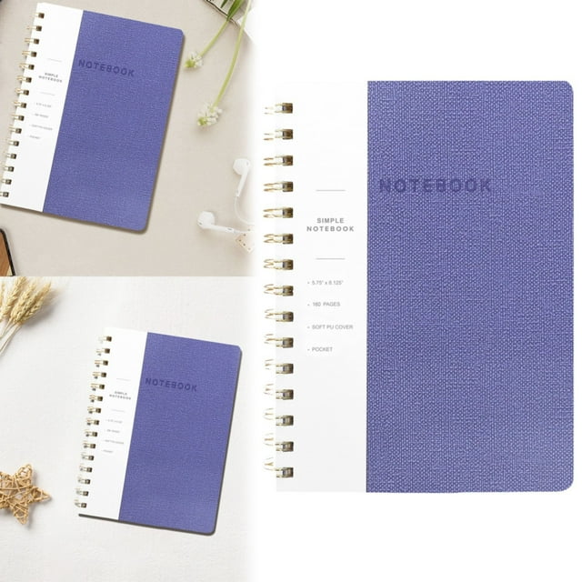 WHEANG Notebook College Ruled Journal With Inner Pockets And 160 Pages PU Leather Cover Business Journal Twin Wire Binding Notebook Perfect For & Home School