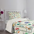 thumbnail image 3 of Ambesonne Cars Quilted Bedspread Set 2 Pcs, on Traffic, Twin Size, Multicolor, 3 of 5