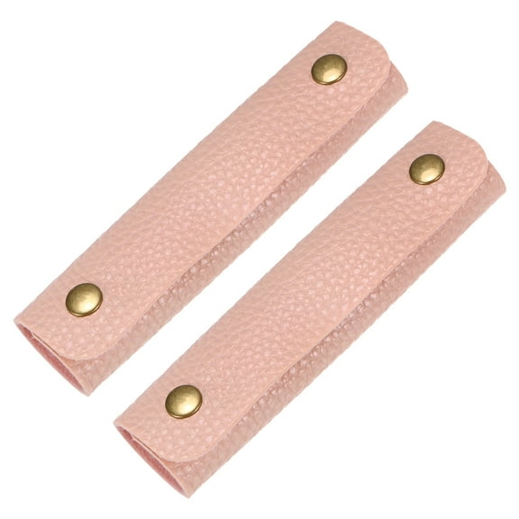 Uxcell 2Pcs Leather Handle Wrap with 2 Metal Clasps for Suitcases,Pink