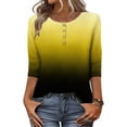 thumbnail image 2 of Miluxas 3/4 Length Sleeve Womens Tops Round Neck Loose Cute Fall Summer Tee Shirts Dressy Casual Print Blouses Tunic Yellow XL(XL), 2 of 8