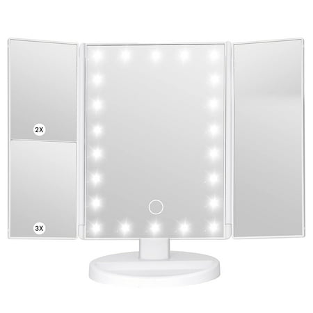 Makeup Mirror with Lights Lighted Makeup Mirror with 22Pcs LED Lights 2X 3X Magnifying Makeup Mirror Dual Power Supply Light Up Vanity Mirror