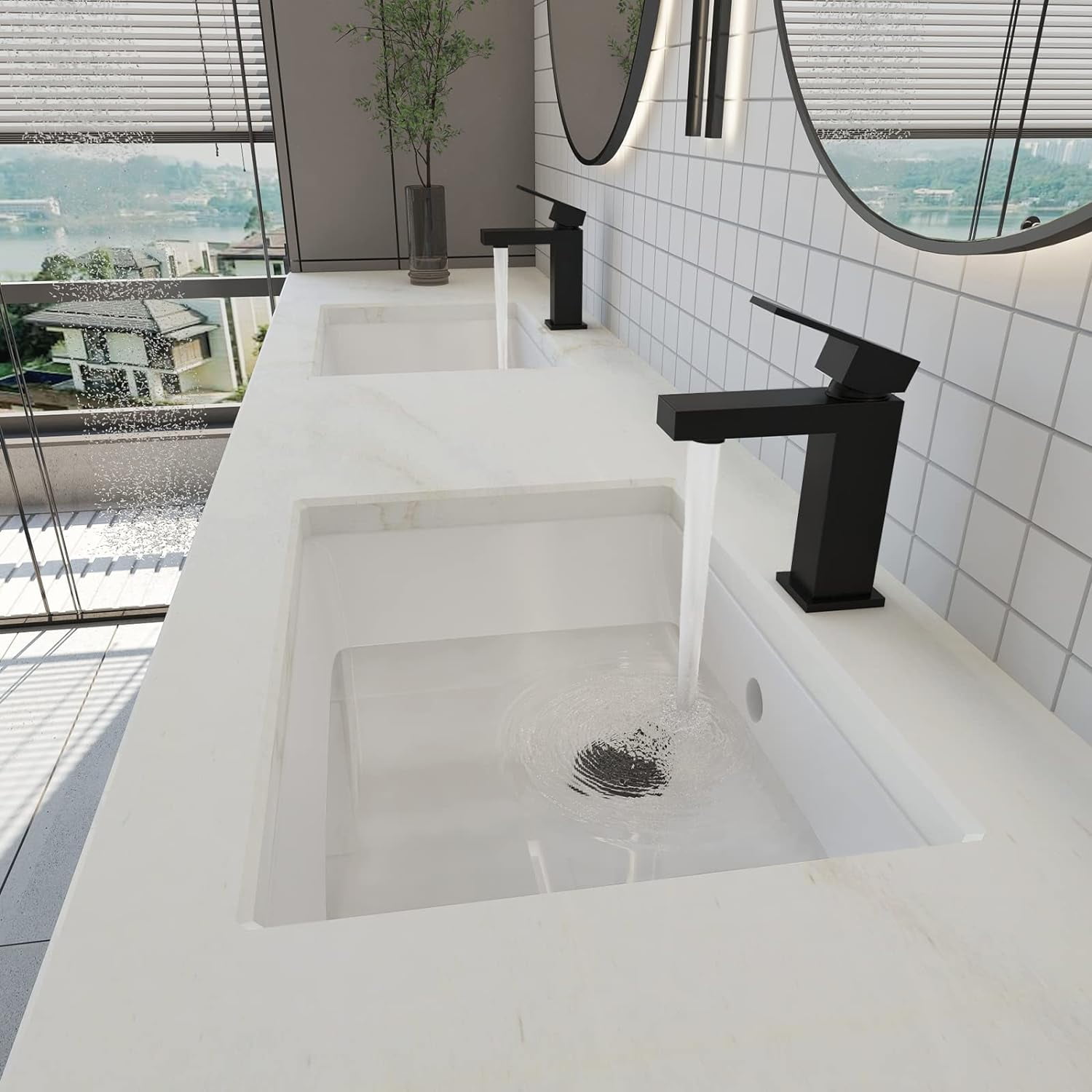 Matte Black Bathroom Faucet - HausinLuck Modern Lead-Free Lavatory Bathroom Sink Faucet with All Metal Pop Up Drain