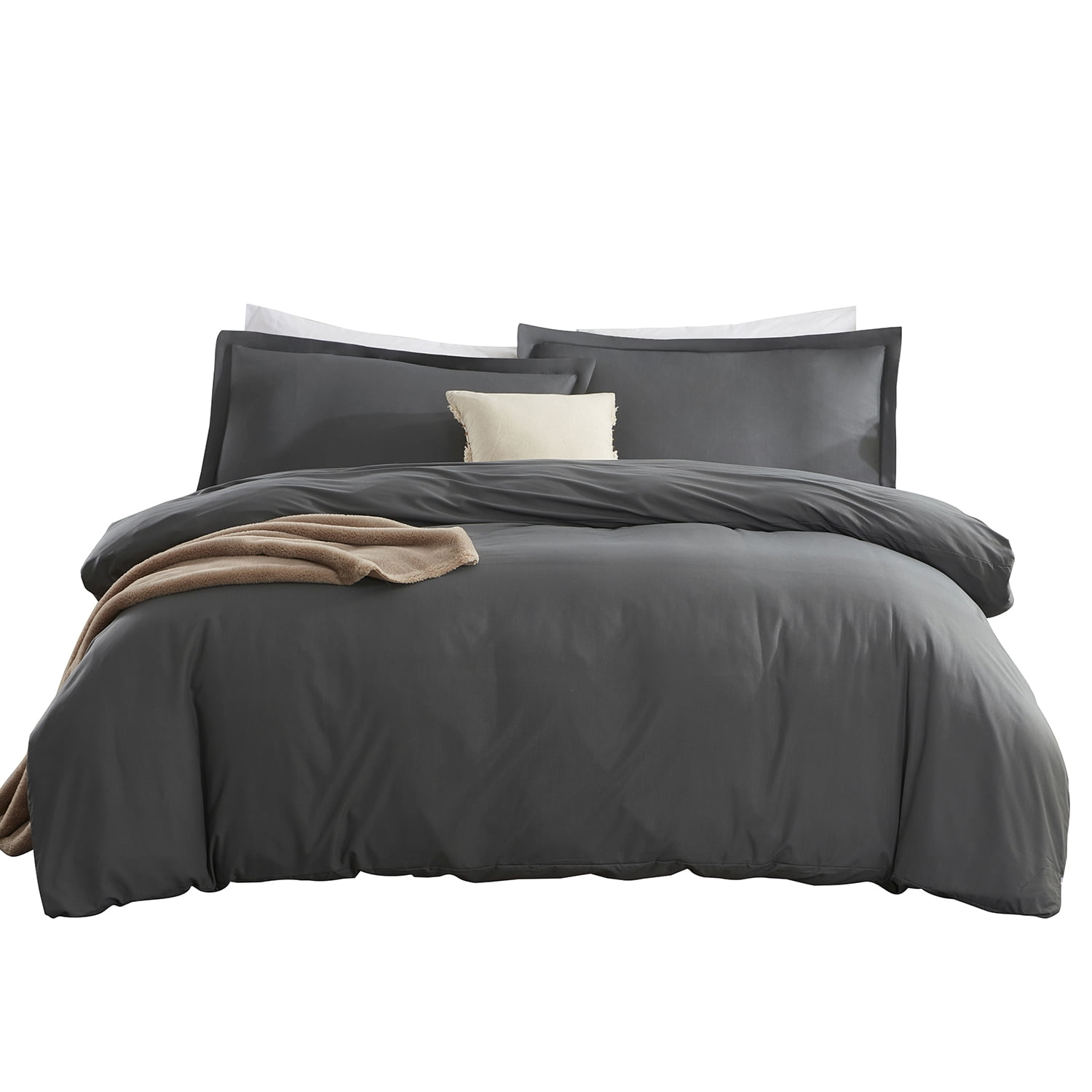 LammaLoe Duvet Cover Queen, Luxury Microfiber 3 Piece Bedding Sets with 2 Pillow Shams, Grey